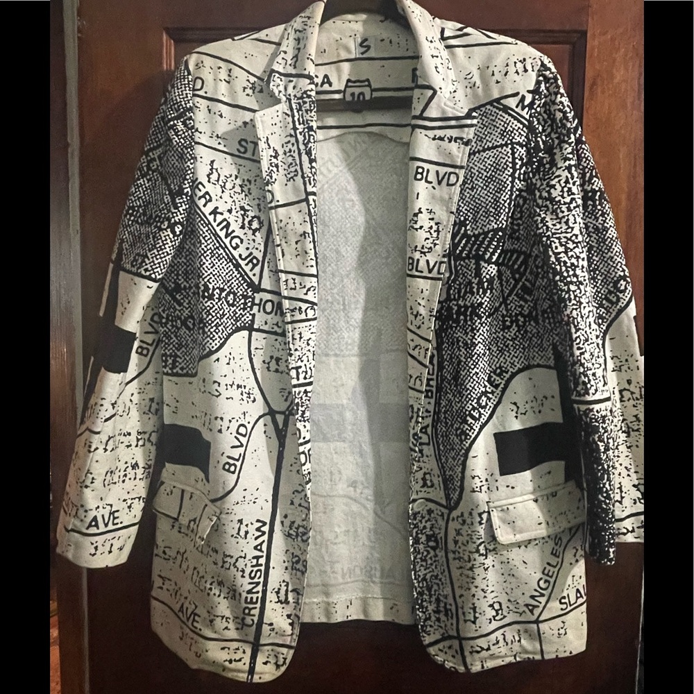Vintage Stephen Sprouse 100% Cotton 2 button Blk & Wht Jacket & Short combo.